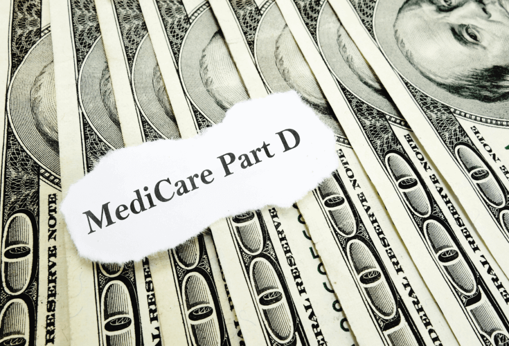 a picture of money and a piece of paper that says "medicare part d"