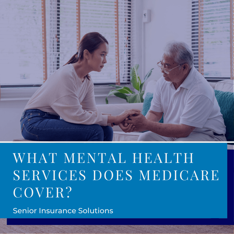A picture of a counselor with a patient and a blog title that reads, "What Mental Health Services Does Medicare Cover?"