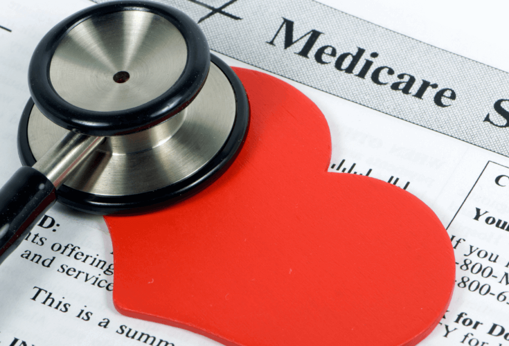 A medicare application featuring a heart and a stethoscope