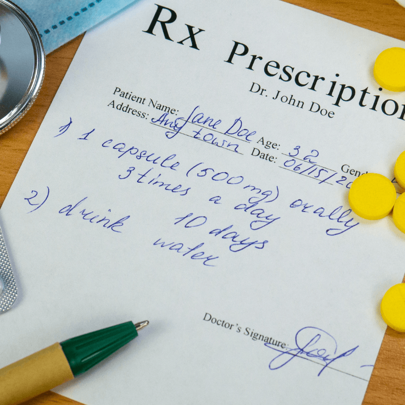 A picture of a Medicare Part D prescription that's filled out.